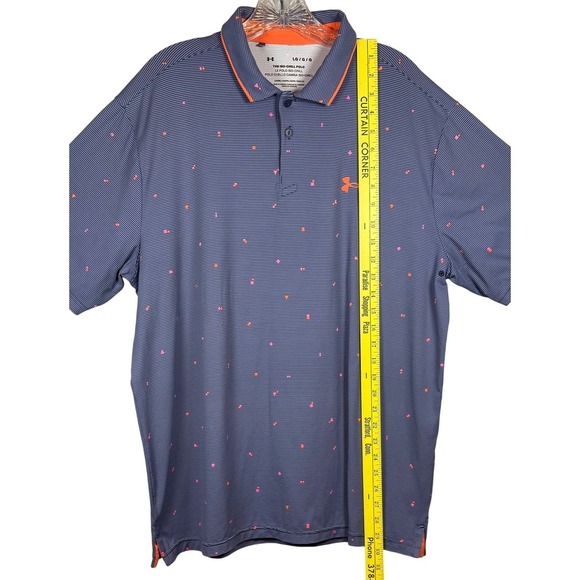 Under Armour Golf Polo, THE ISO-CHILL POLO, Navy, Geometric Shapes, Size Large - Picture 4 of 7
